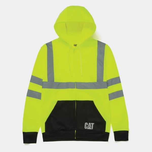 MOLETOM COM CAPUZ COLORBLOCK DE ZIPER COMPLETO EM ALTA VISIBILIDADE PARA HOMENS