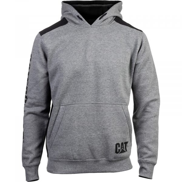 Moletom com Capuz Logo Panel Cinza Escuro Mescla
