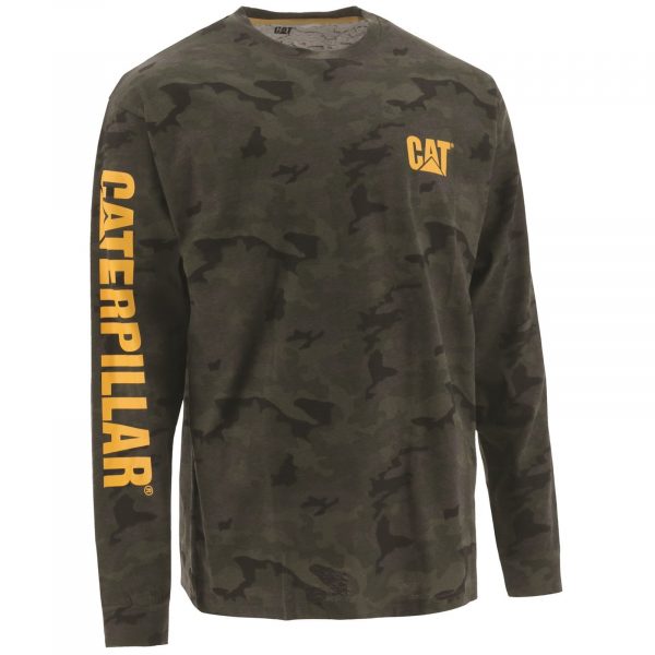 Camiseta de Manga Longa com Banner de Marca - Camuflagem Noturna