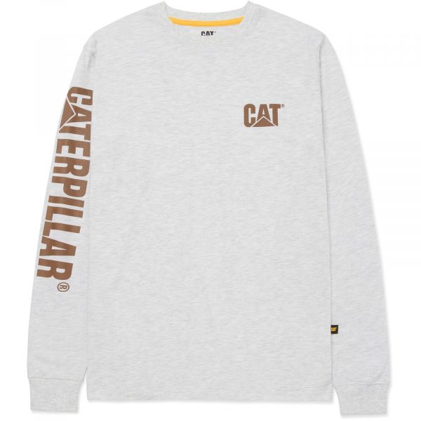 Camiseta de Manga Longa com Banner de Marca - Creme Mescla