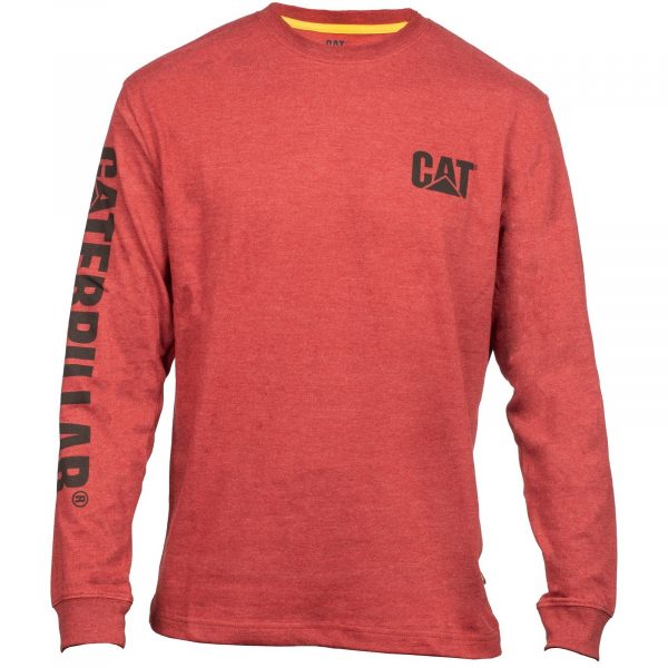 Camiseta de Manga Longa com Banner de Marca  Tijolo